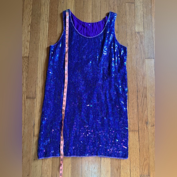 80s Vintage Purple Sequin and Beaded Shift Dress - Picture 8 of 9